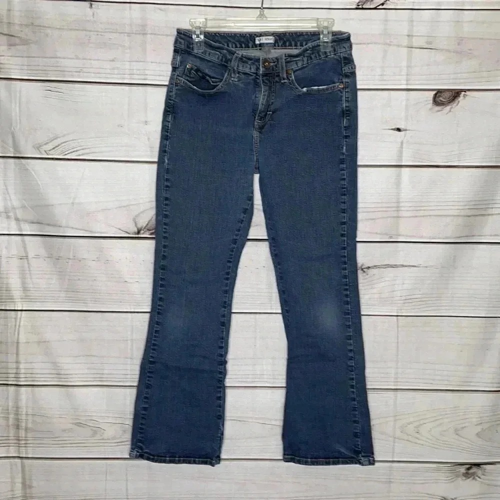 Lee Bootcut Jeans Women 6 Petite Blue Medium Wash Low Rise Stretch Denim